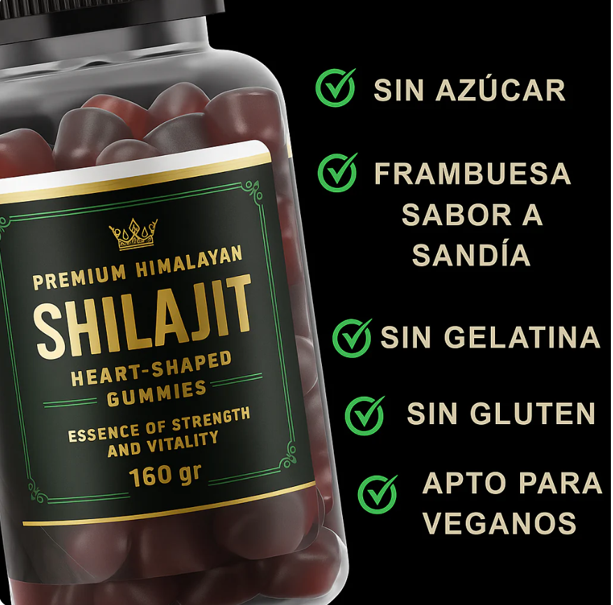 Shilajit Vive ama ➡️ Resalta la forma del corazón y el beneficio emocional + físico.